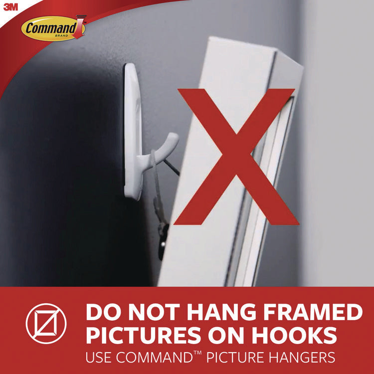 X-large Utility Hooks, Plastic, White, 15 lb Capacity, 2 Hooks and 8 Strips/Pack