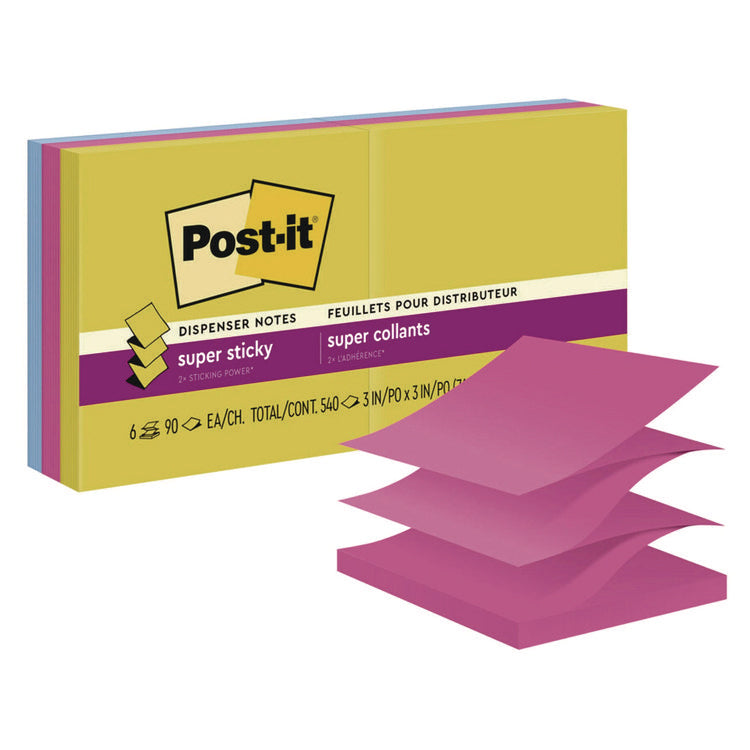 Pop-Up Notes Summer Joy Collection Colors, 3" x 3", Assorted Colors, 90 Sheets/Pad, 6 Pads/Pack