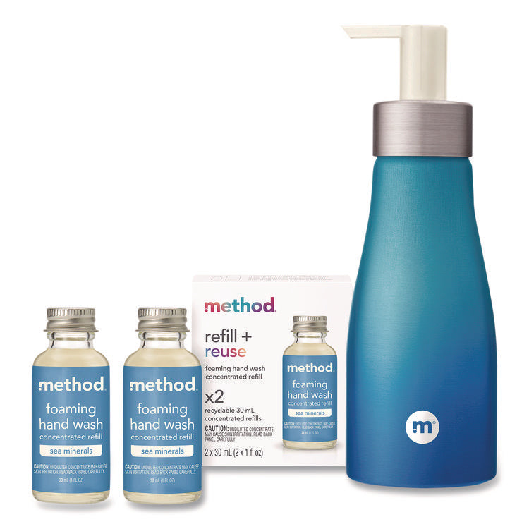 Refill + Reuse Foaming Hand Soap Refill Kit, Sea Minerals, (2) 1 oz Refill Bottles, 10 oz Dispenser Bottle