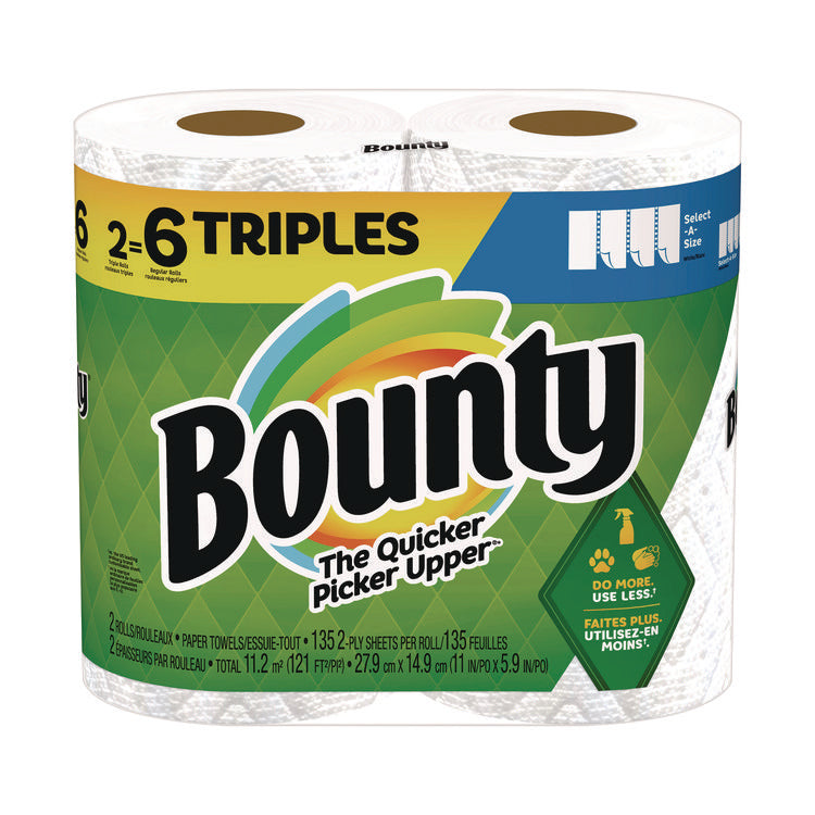Select-a-Size Kitchen Roll Paper Towels, 2-Ply, 11 x 5.9, White, 135 Sheets/Roll, 2 Rolls/Pack