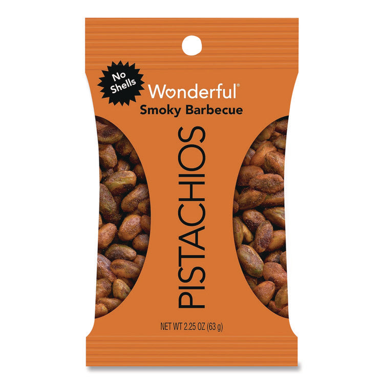 No Shells Smoky Barbecue Pistachios, 2.25 oz Pack, 8/Box