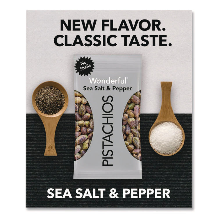 No Shells Sea Salt and Pepper Pistachios, 2.25 oz Pack, 8/Box