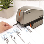 Optima 60 Electric Stapler, 60-Sheet Capacity, Silver/Black/Orange