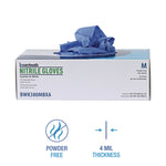 380 Series Disposable General-Purpose Nitrile Gloves, Powder-Free, Medium, 4 mil Thick, 9.5" Long, Blue, 100/Box, 10 Boxes/CT