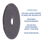 High Performance Stripping Floor Pads, 19" Diameter, Black, 5/carton