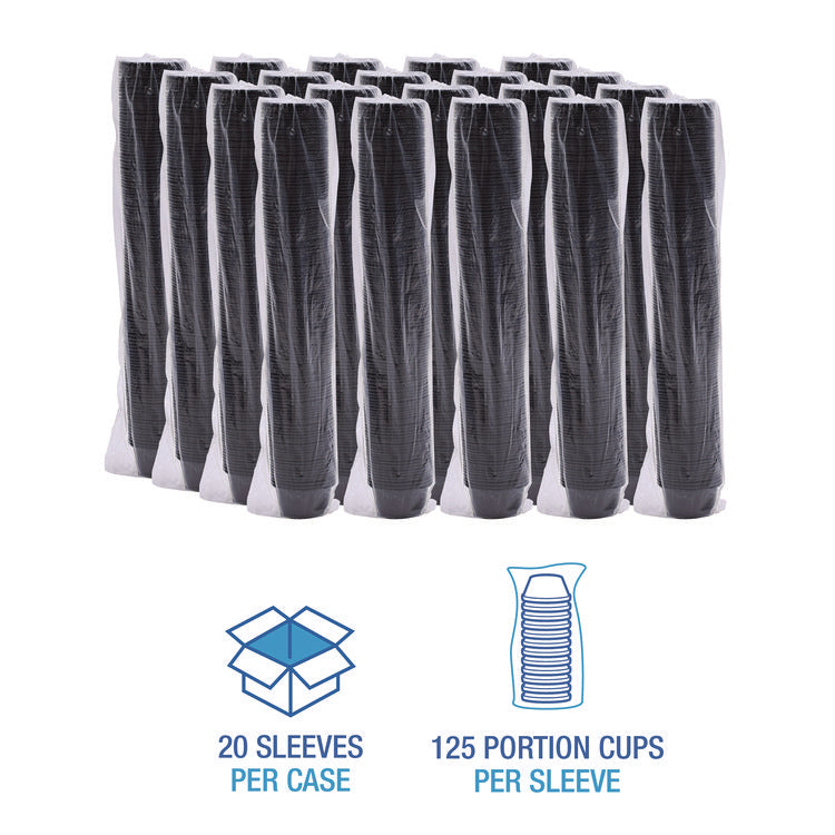 Souffle/Portion Cups, 1.5 oz, Plastic, Black, 2,500/Carton