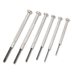 Precision Screwdriver Set, Six-Piece, Phillips/Slotted, Assorted Lengths, Polished Steel Handles