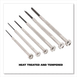 Precision Screwdriver Set, Six-Piece, Phillips/Slotted, Assorted Lengths, Polished Steel Handles