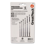 Precision Screwdriver Set, Six-Piece, Phillips/Slotted, Assorted Lengths, Polished Steel Handles