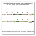 6-Way Pen-Style Screw/Nut Driver, Phillips/Slotted Bits, Metric Sockets, 5.38" Long, Black/Green, Green/Clear, 4/Pack