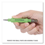 6-Way Pen-Style Screw/Nut Driver, Phillips/Slotted Bits, Metric Sockets, 5.38" Long, Black/Green, Green/Clear, 4/Pack
