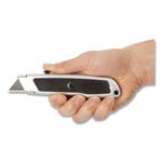 Retractable Utility Knife, 1.25" Blade, 3.5" Plastic Handle, Black/Gray