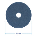 Scrubbing Floor Pads, 13" Diameter, Blue, 5/carton