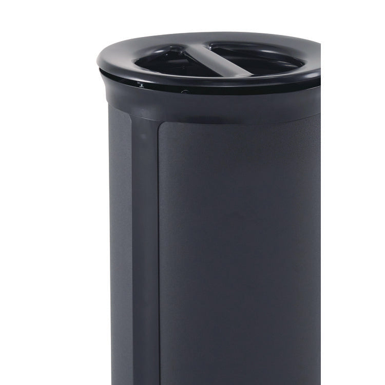 ENHANCE Series Waste Receptacle, Dual Top Hole, 33 gal, Metal, Jet Black Metallic