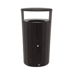 RESIST Round Waste Container, 45 gal, Metal, Textured Black/Black Gloss