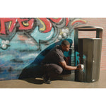 RESIST Round Waste Container, 45 gal, Metal, Textured Black/Black Gloss
