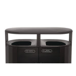 RESIST Dual Stream Waste and Recycling Container, 66 gal, Metal, Textured Black/Black Gloss