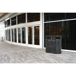 RESIST Dual Stream Waste and Recycling Container, 66 gal, Metal, Textured Black/Black Gloss
