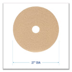 Burnishing Floor Pads, 27" Diameter, Tan, 5/Carton