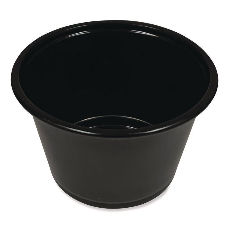 Souffle/Portion Cups, 4 oz, Plastic, Black, 2,500/Carton