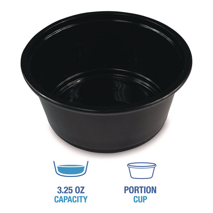 Souffle/Portion Cups, 3.25 oz, Plastic, Black, 2,500/Carton