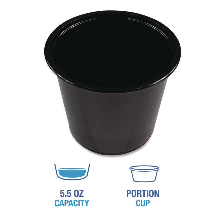 Souffle/Portion Cups, 5.5 oz, Plastic, Black, 2,500/Carton