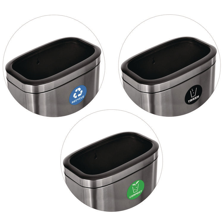 10.5 Gallon Recycle, Trash and Compost Combo Station, Brushed Stainless Steel