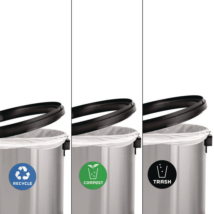17 Gallon Stainless Steel Indoor Recycling, Trash and Compost Bins with Swivel Lid