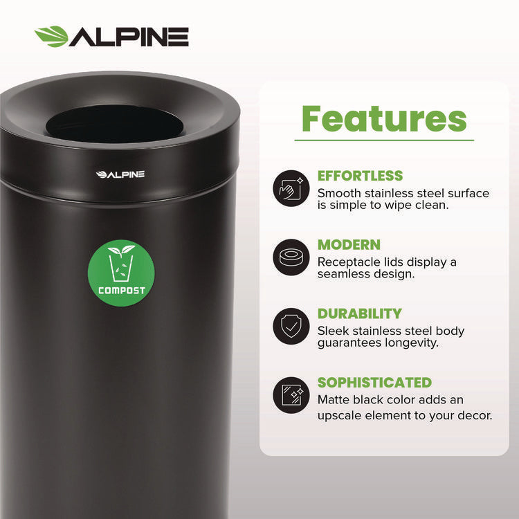 27 Gallon Black Stainless Steel Compost Can