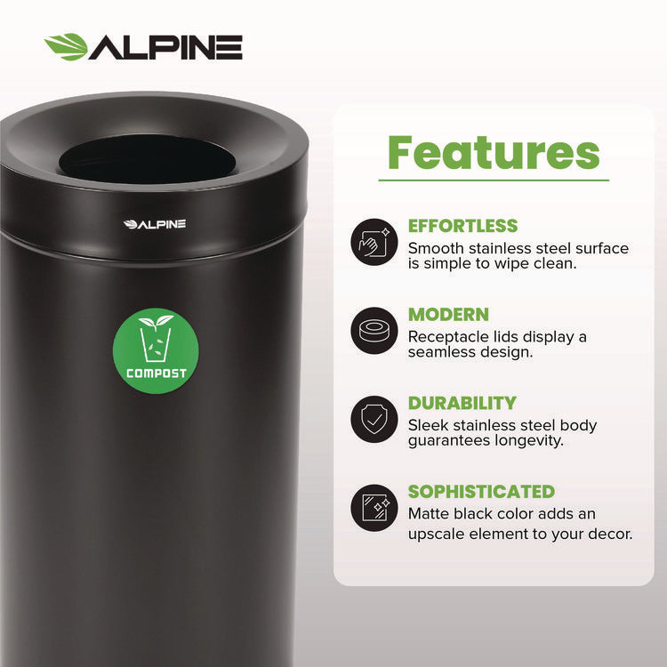 27 Gallon Black Stainless Steel Compost Bin and Trash Can