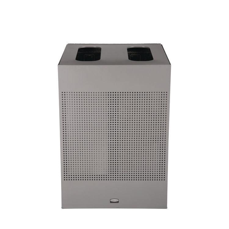 Designer Line Silhouettes Waste Receptacle, 34 gal, Steel, Silver Metallic