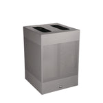 Designer Line Silhouettes Waste Receptacle, 34 gal, Steel, Silver Metallic