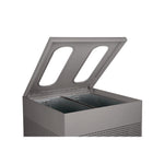 Designer Line Silhouettes Waste Receptacle, 34 gal, Steel, Silver Metallic