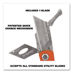 Quick Change Lock Back Utility Knife, 3.5" Aluminum Handle, Orange