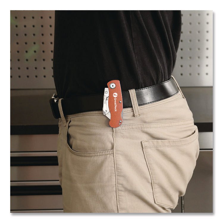Quick Change Lock Back Utility Knife, 3.5" Aluminum Handle, Orange