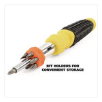 Ratcheting Screw/Nut Driver Set, 34-Piece, Hex/Phillips/Slotted/Star Bits, Metric/SAE Sockets, 8" Long, Yellow/Black Handle