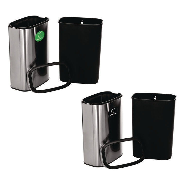 10.5 Gallon Compost and Trash Station, Brushed Stainless Steel