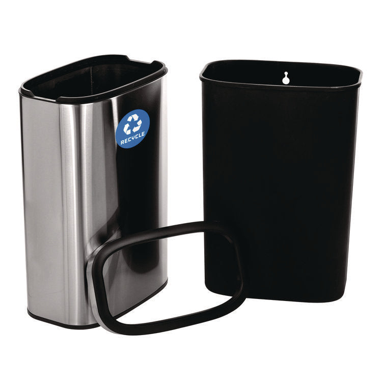 10.5 Gallon Slim Recycling Can, Brushed Stainless Steel