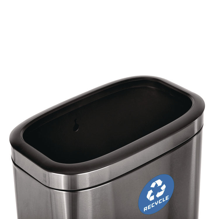 10.5 Gallon Slim Recycling Can, Brushed Stainless Steel