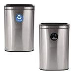 10.5 Gallon Recycle and Trash Station, Brushed Stainless Steel