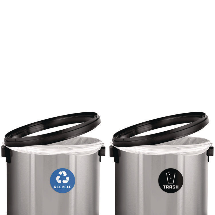 17 Gallon Stainless Steel Open Top Recycling Bin and Trash Receptacle