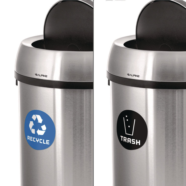 17 Gallon Stainless Steel Open Top Recycling Bin and Trash Receptacle