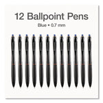 PENTONIC Ballpoint Pen, Retractable, Fine 0.7 mm, Blue Ink, Black/Blue Barrel, 12/Pack