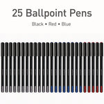 PENTONIC Ballpoint Pen, Stick, Fine 0.7 mm, Assorted Ink Colors, Black Barrel, 25/Pack