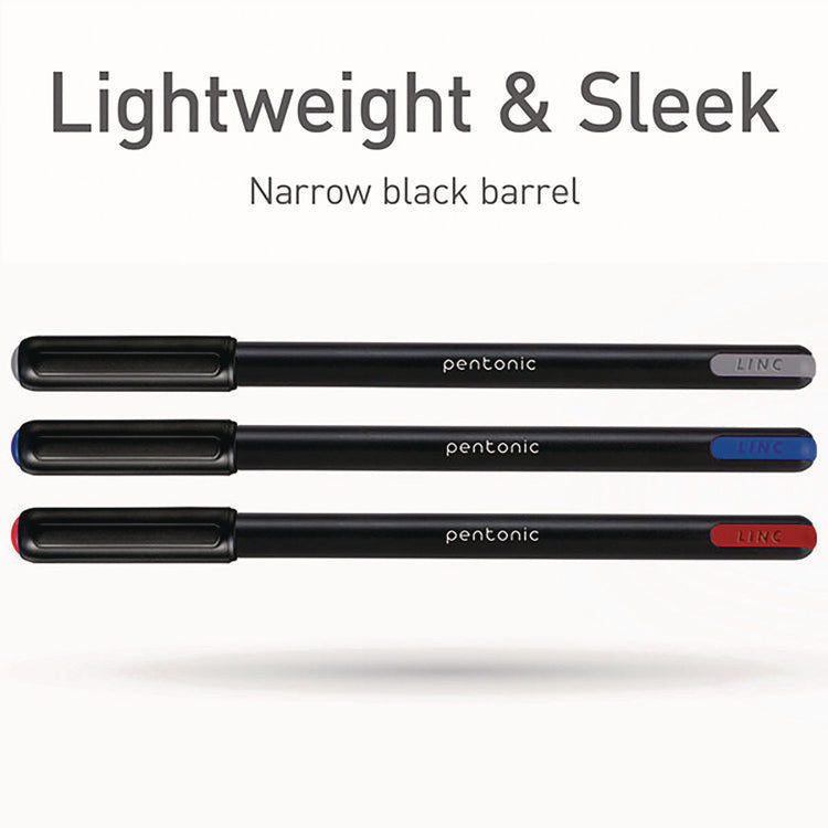 PENTONIC Ballpoint Pen, Stick, Fine 0.7 mm, Assorted Ink Colors, Black Barrel, 25/Pack