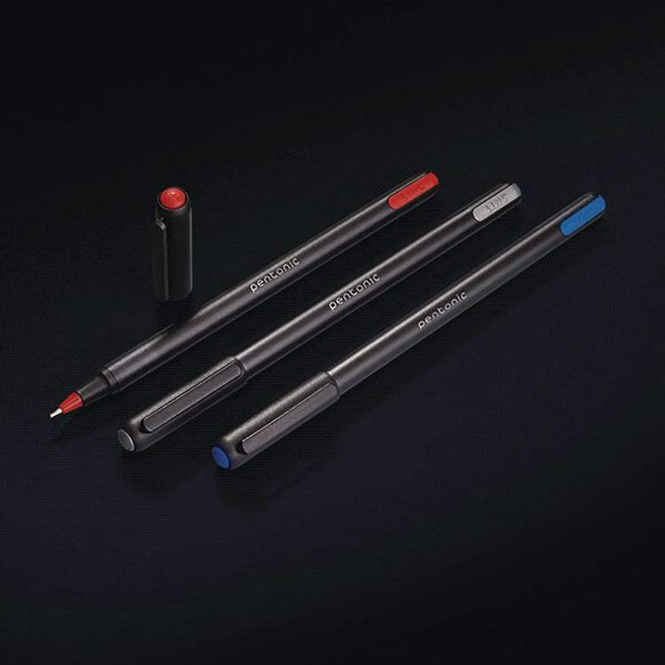 PENTONIC Ballpoint Pen, Stick, Fine 0.7 mm, Assorted Ink Colors, Black Barrel, 25/Pack