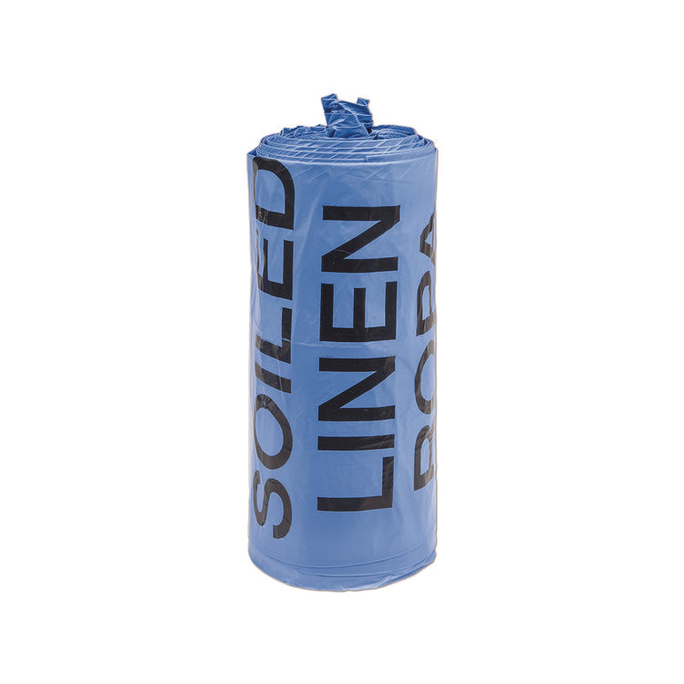 Institutional Low-Density Can Liners, Soiled Linen, 30 gal, 1 mil, 30" x 43", Blue, 200/Carton