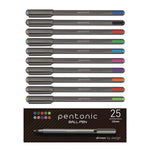 PENTONIC Ballpoint Pen, Stick, Medium 1 mm, Assorted Ink Colors, Charcoal Gray Barrel, 25/Pack