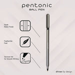 PENTONIC Ballpoint Pen, Stick, Medium 1 mm, Assorted Ink Colors, Charcoal Gray Barrel, 25/Pack