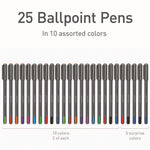 PENTONIC Ballpoint Pen, Stick, Medium 1 mm, Assorted Ink Colors, Charcoal Gray Barrel, 25/Pack